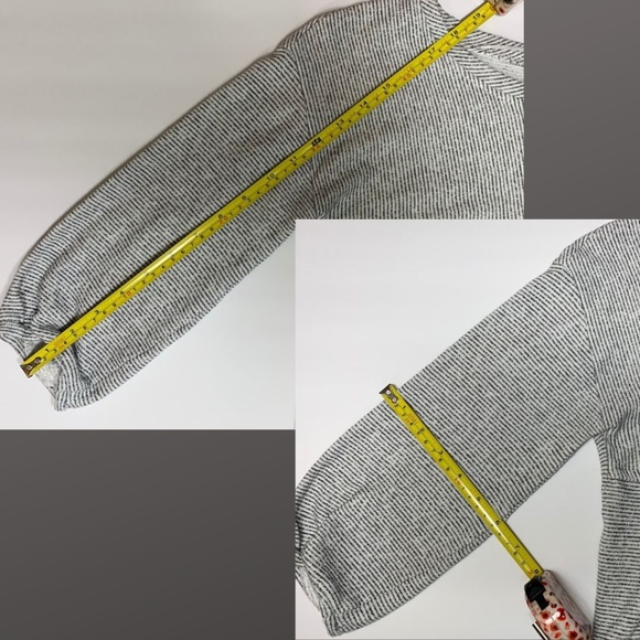 🖤 Grey & Gray Striped Cropped Sweatshirt Top - Picture 8 of 9